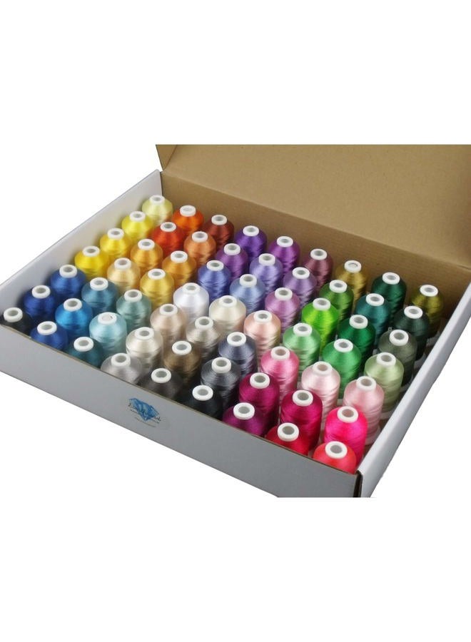 simthread 63 Brother Colors Polyester Embroidery Machine Thread Kit 40 Weight for Brother Babylock Janome Singer Pfaff Husqvarna Bernina Embroidery and Sewing Machines 550Y - Image 1